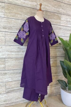 Embroidery Sleeves Cotton Kurta Pant Set – Grace Meets Everyday Comfort