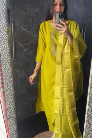 Women's Silk Blend Kurti Pant Dupatta Set – Elegant Ethnic Wear for Every Occasion